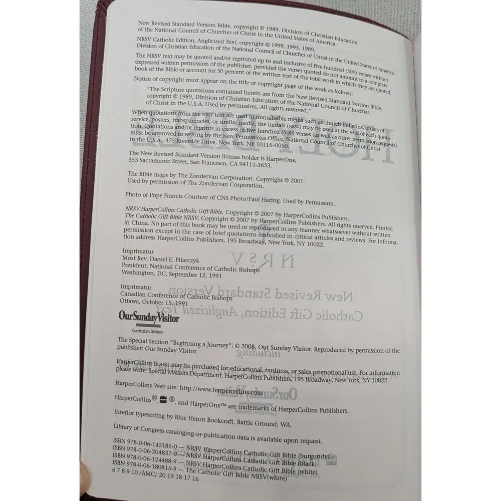 HarperCollins NRSV Catholic Gift Bible Unisex OS Burgundy  Gift Edition